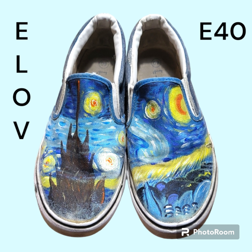 Custom VanGogh Starry Night E Love Van's Style Tennis Shoes E40/9